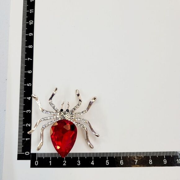 Brand New Red Rhinestone Spider Pin Brooch - Picture 5 of 5
